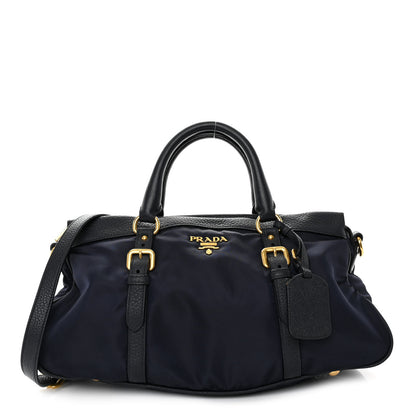 Prada Tessuto Nylon Vitello Daino Shopping Satchel Bleu 1 of 9