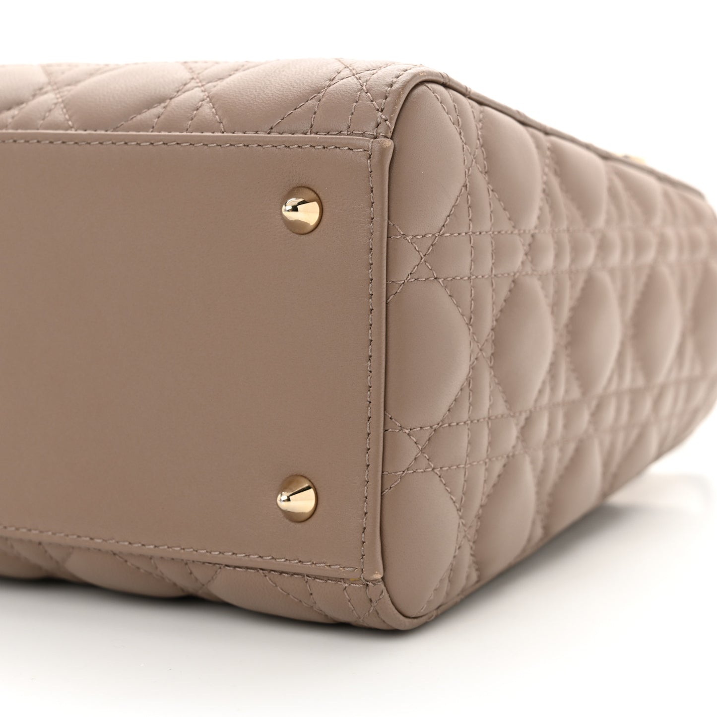 Lambskin Cannage Medium Lady Dior Warm Taupe