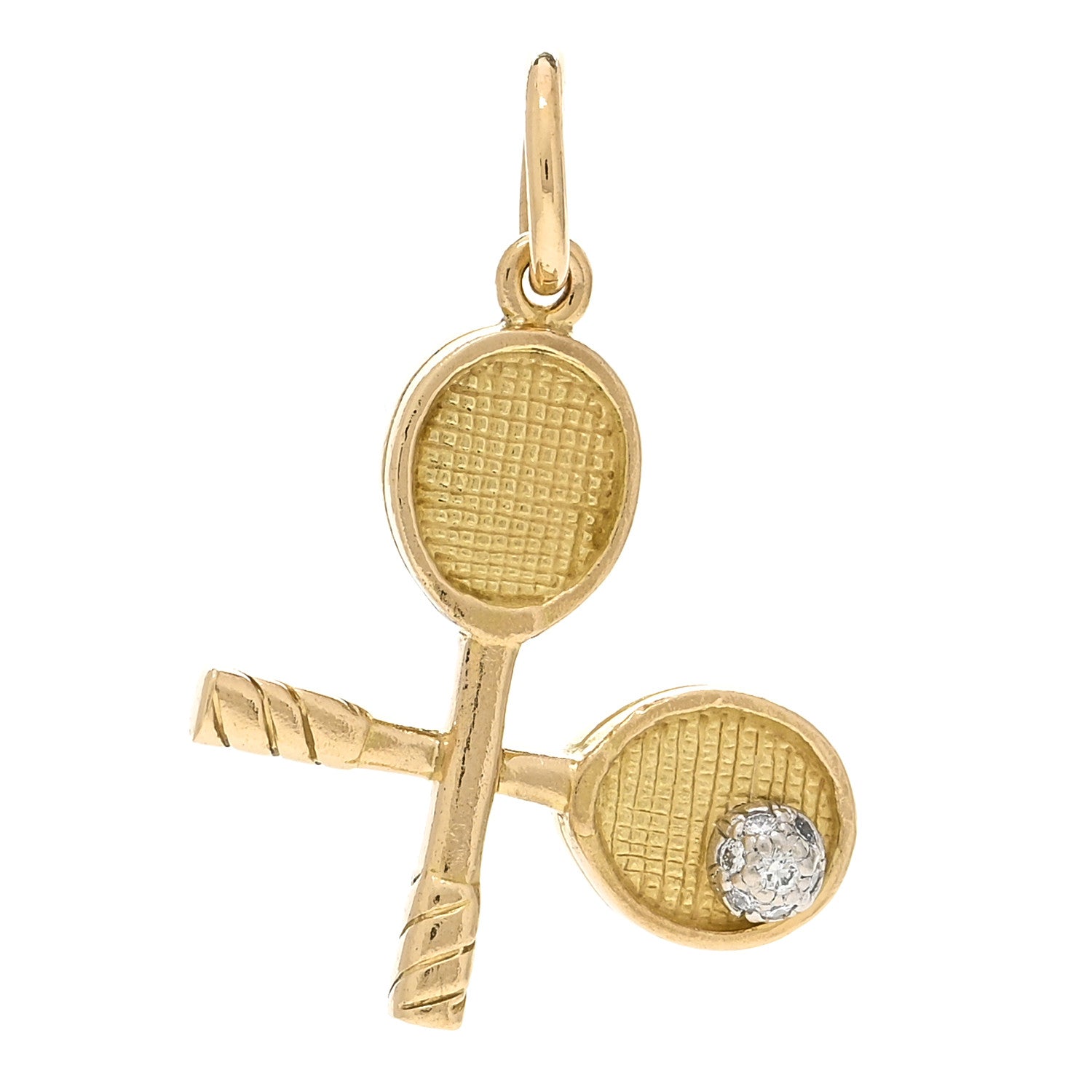 Tiffany 18K Yellow White Gold Diamond Tennis Racket Charm 1 of 3