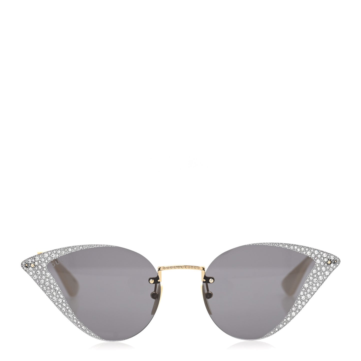 Metal Crystal Geometrical Frame Sunglasses GG0895S Silver Gold