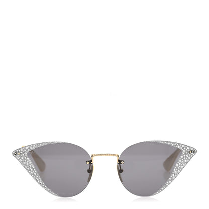Gucci Metal Crystal Geometrical Frame Sunglasses GG0895S Silver Gold 2 of 9