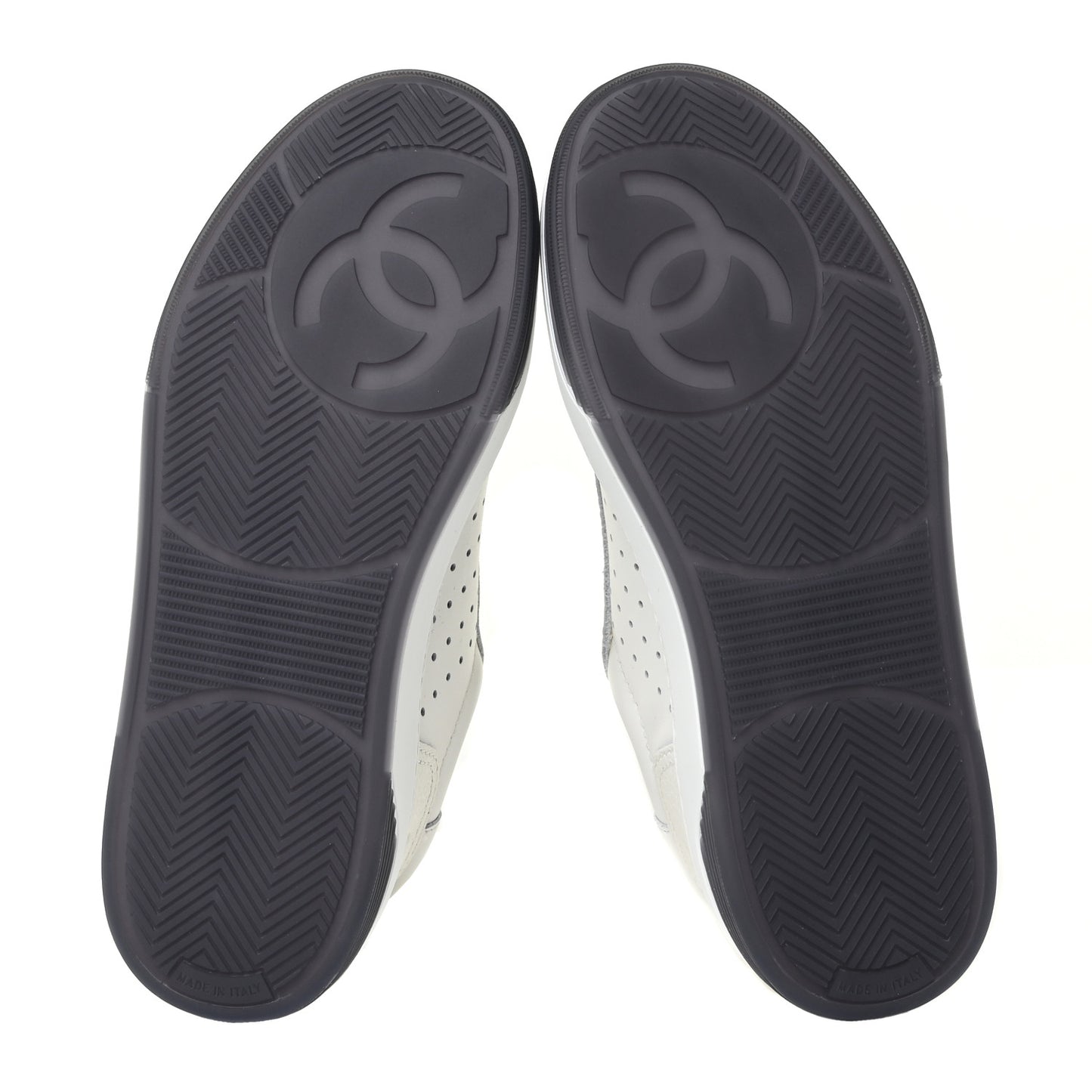 Grained Calfskin Fabric Womens Logo Sneakers 36 White Black