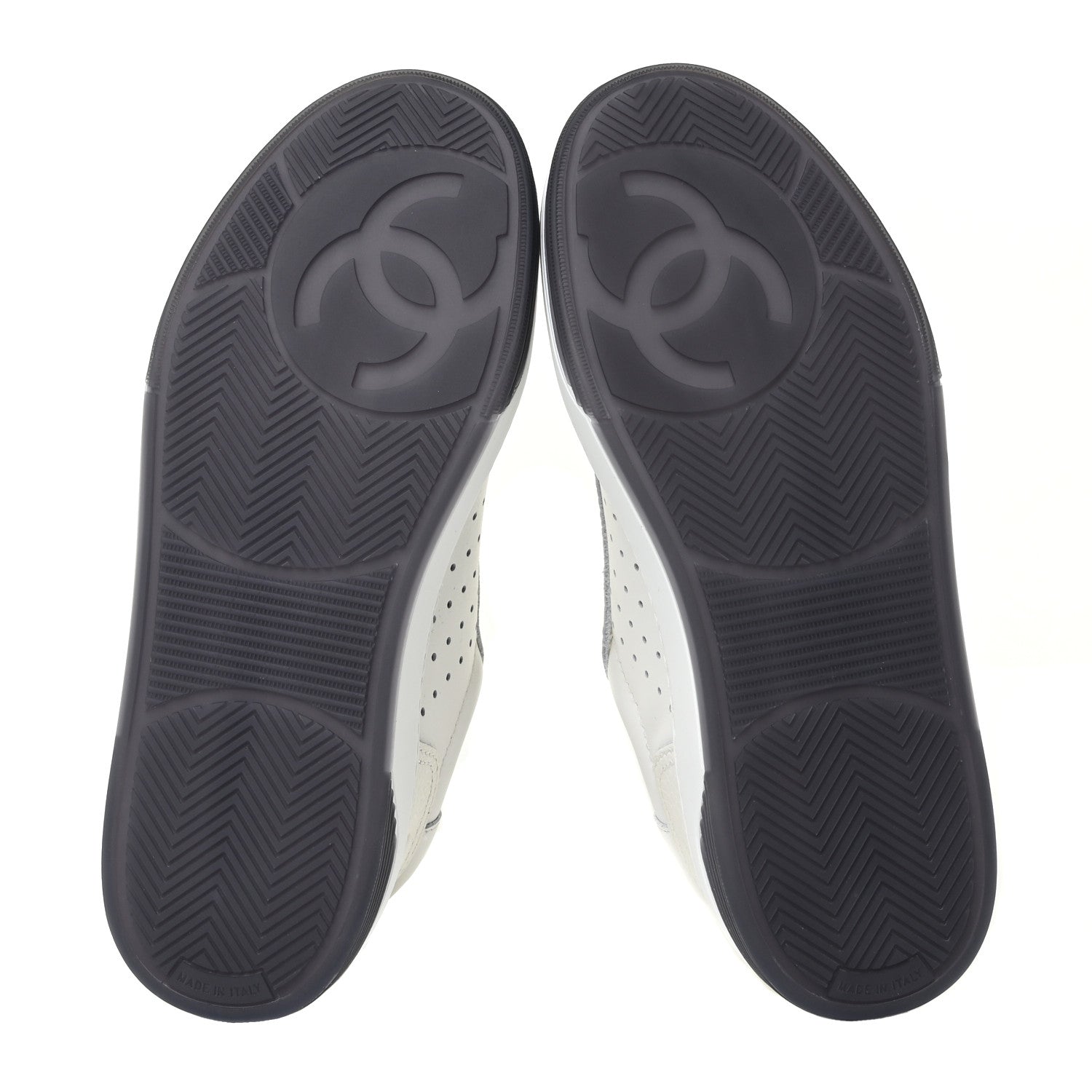 Chanel Grained Calfskin Fabric Womens Logo Sneakers 36 White Black 6 of 8