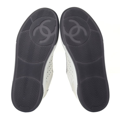 Chanel Grained Calfskin Fabric Womens Logo Sneakers 36 White Black 6 of 8