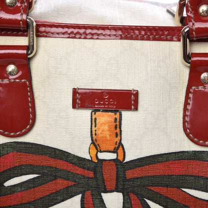 Gucci Coated Canvas Monogram Medium Tattoo Birds Joy Boston Off White Red 8 of 17