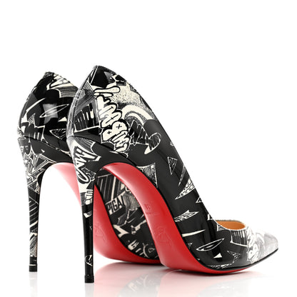 Christian Louboutin Patent Nicograf Pigalle Follies 100 Pumps 38 Black White 4 of 8