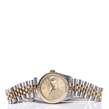 Rolex Stainless Steel 18K Yellow Gold 36mm Oyster Perpetual Datejust Watch Champagne 16233 3 of 8