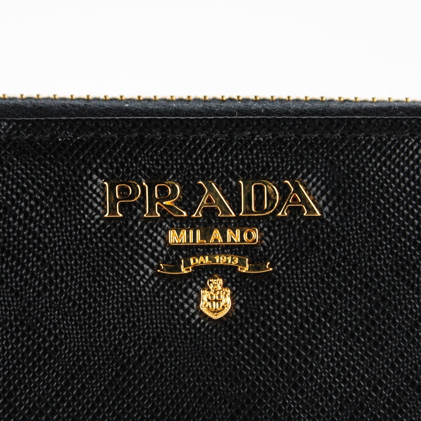 Saffiano Metal Large Zip Around Wallet Black