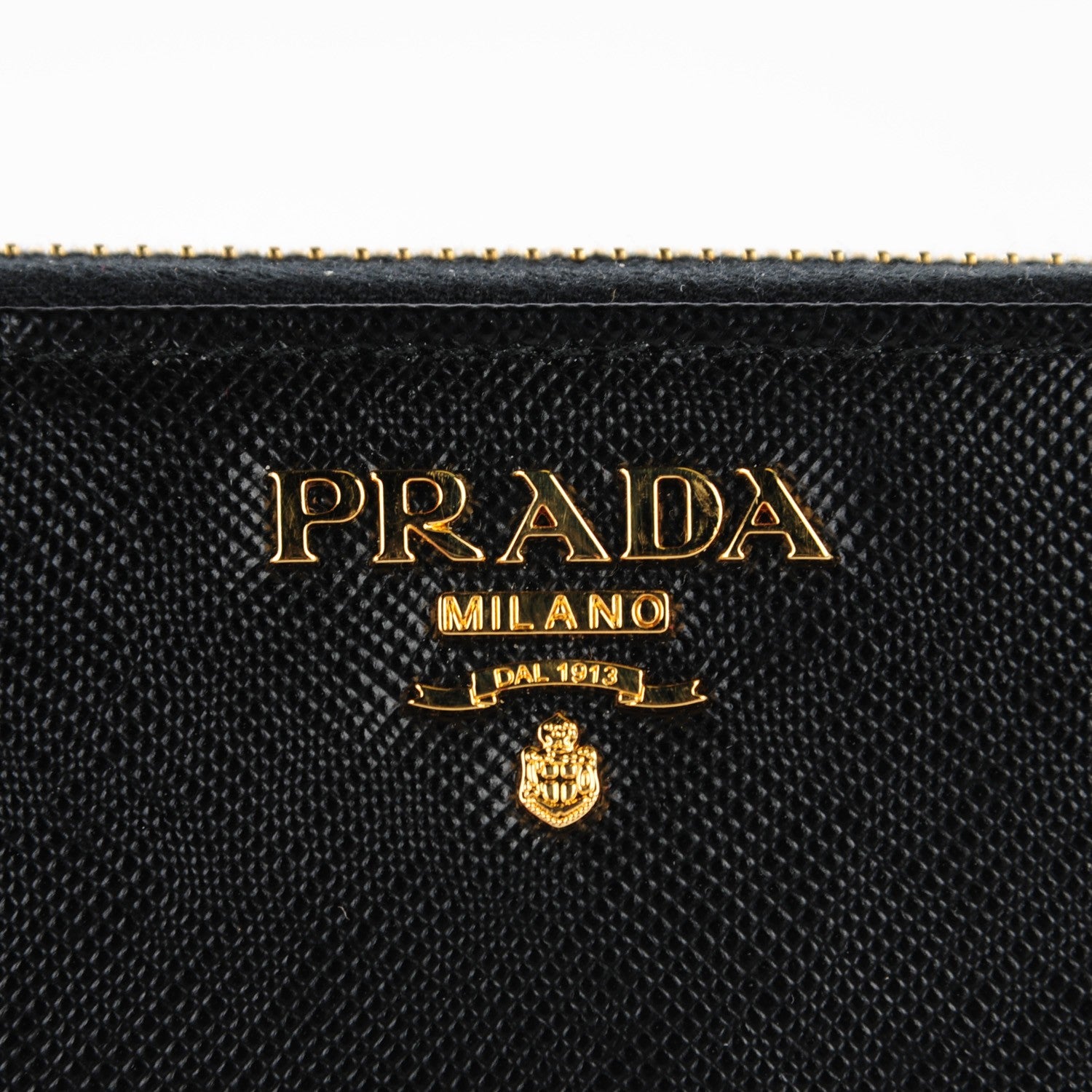 Prada Saffiano Metal Large Zip Around Wallet Black 6 of 10
