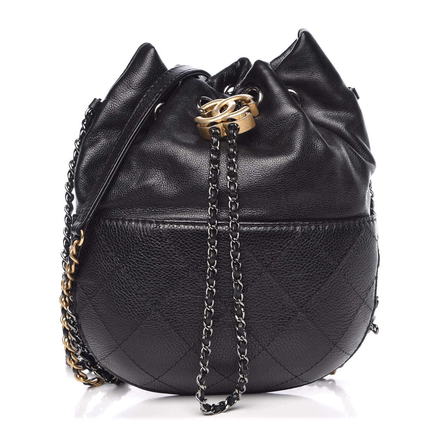 Chanel Calfskin Quilted Small Gabrielle Bucket Black 1 of 10