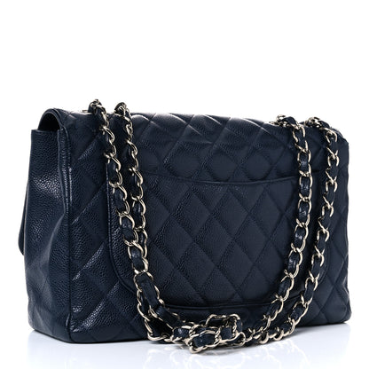 Chanel Caviar Quilted Jumbo Double Flap Navy Blue 3 of 25