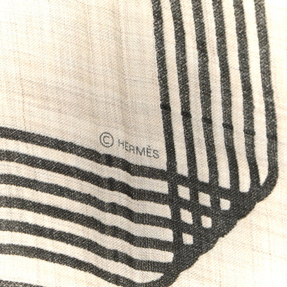 Hermes Cashmere Rubans D'Hermes Shawl 140 Beige Chine Rouge 3 of 4