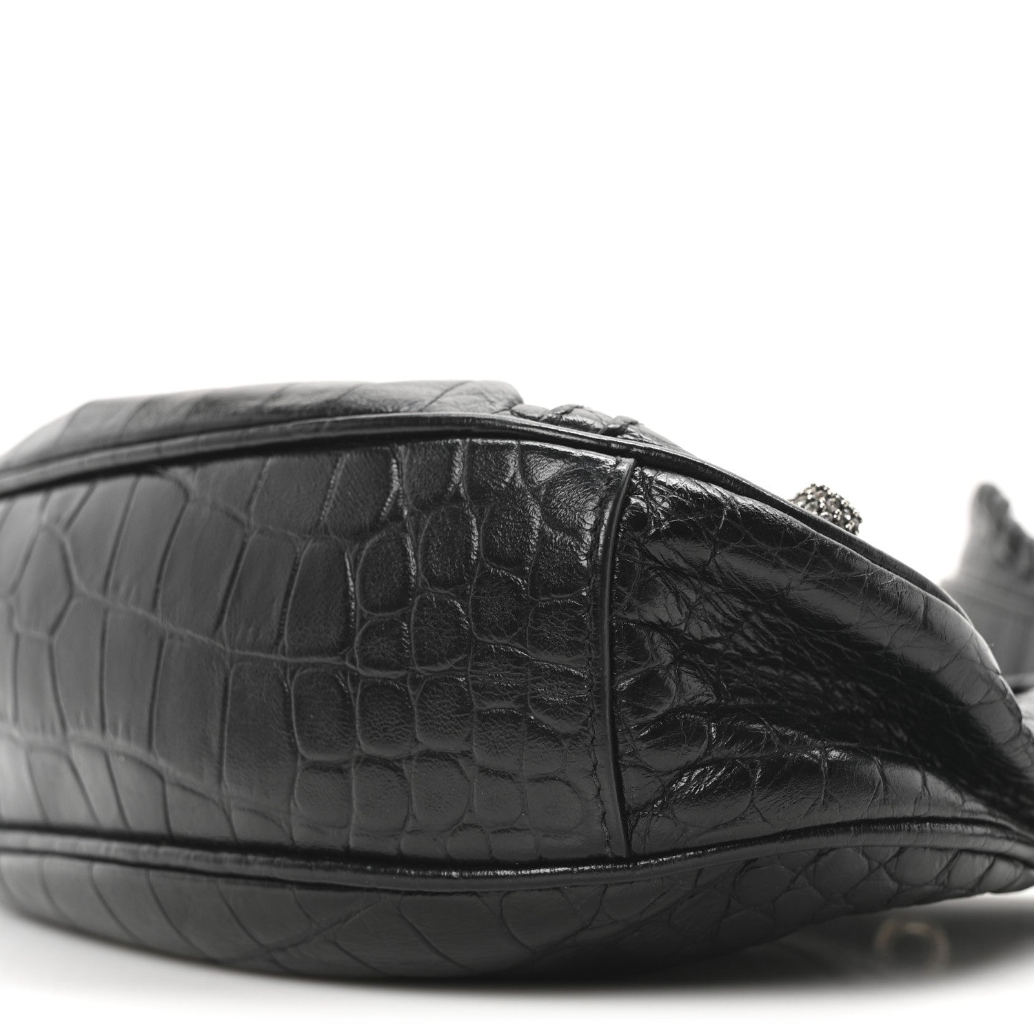 Balenciaga Extra Supple Calfskin Crystal Crocodile Embossed Le Cagole Shoulder Bag XS Black 11 of 11