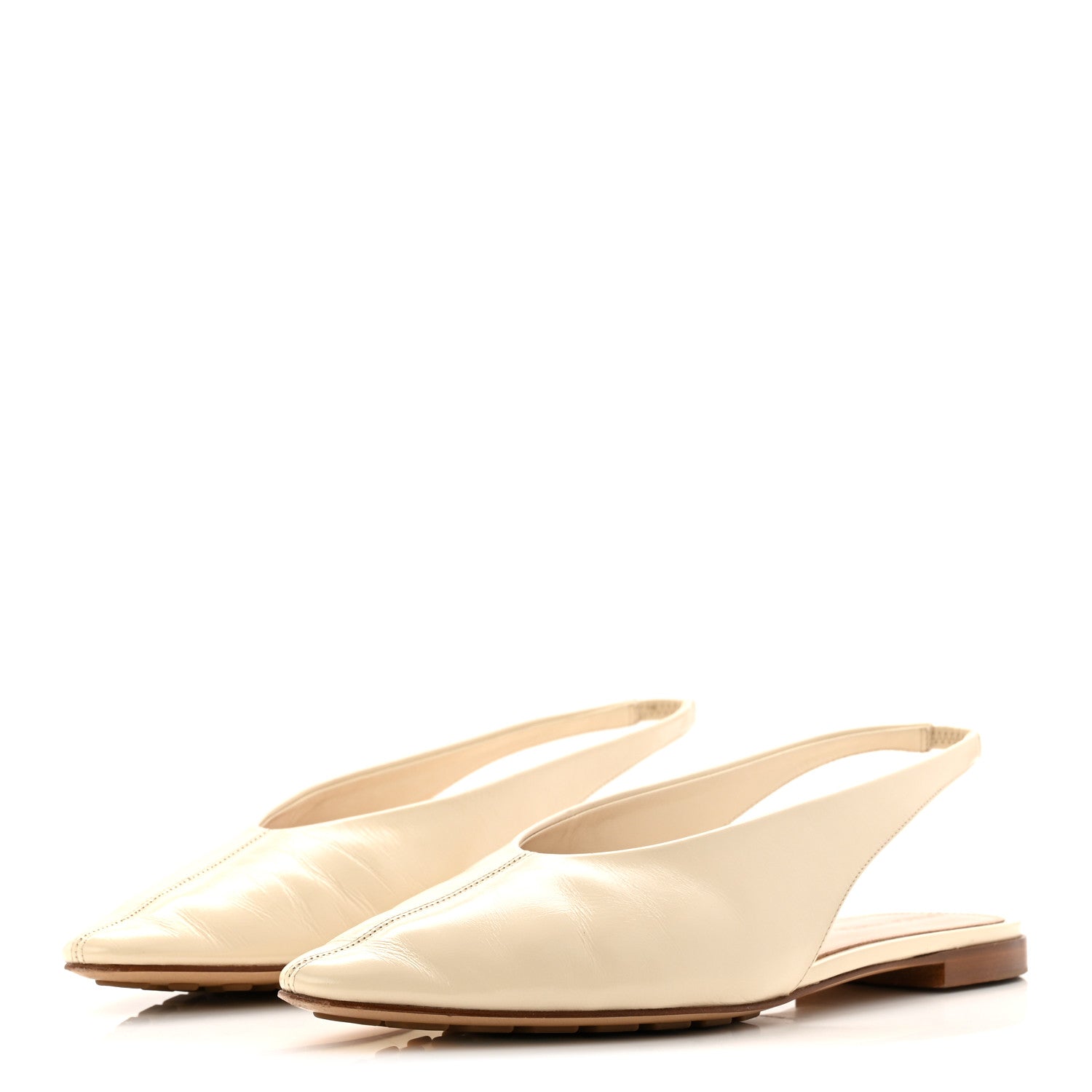 Bottega Veneta Shiny Nappa Sofia Sling Back Ballerina Flats 38 Sea Salt 4 of 9