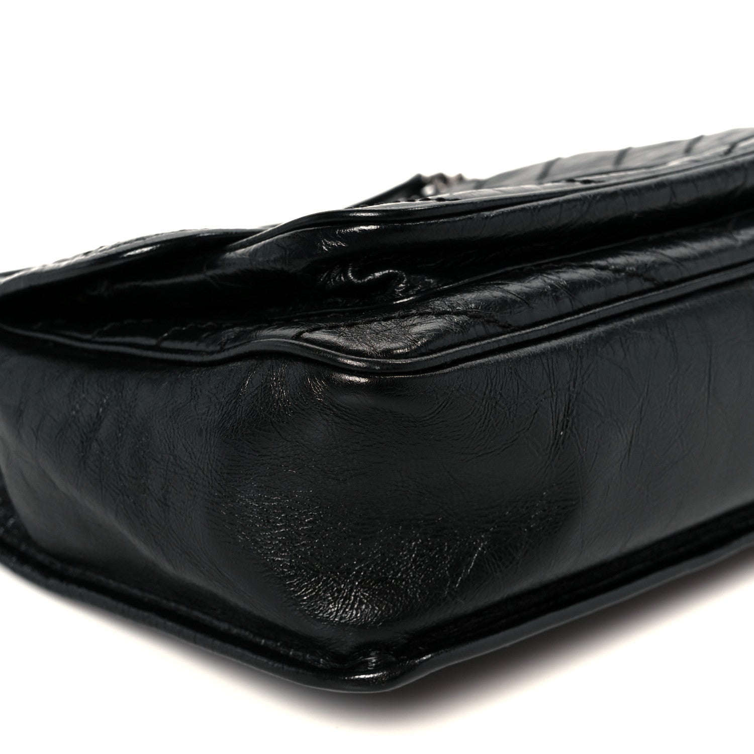 Saint Laurent Crinkled Calfskin Matelasse Monogram Medium Niki Chain Satchel Black 10 of 12
