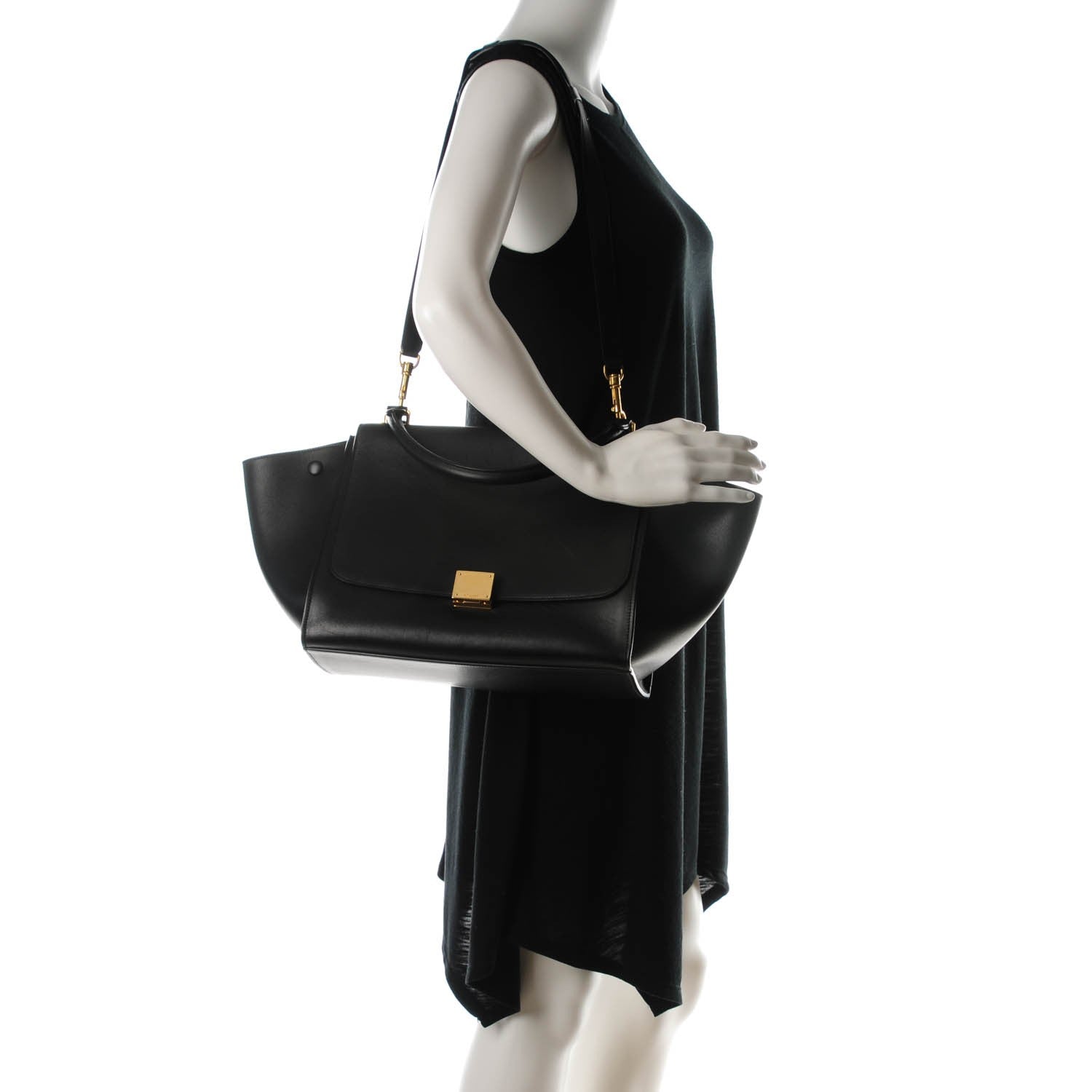 Celine Smooth Calfskin Medium Trapeze Black 2 of 8
