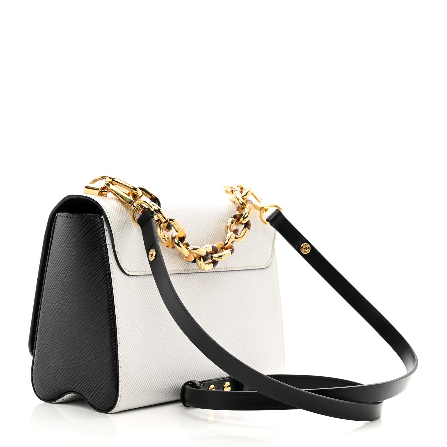 Louis Vuitton Epi Tortoiseshell Twist Shoulder Bag MM Black White 3 of 9