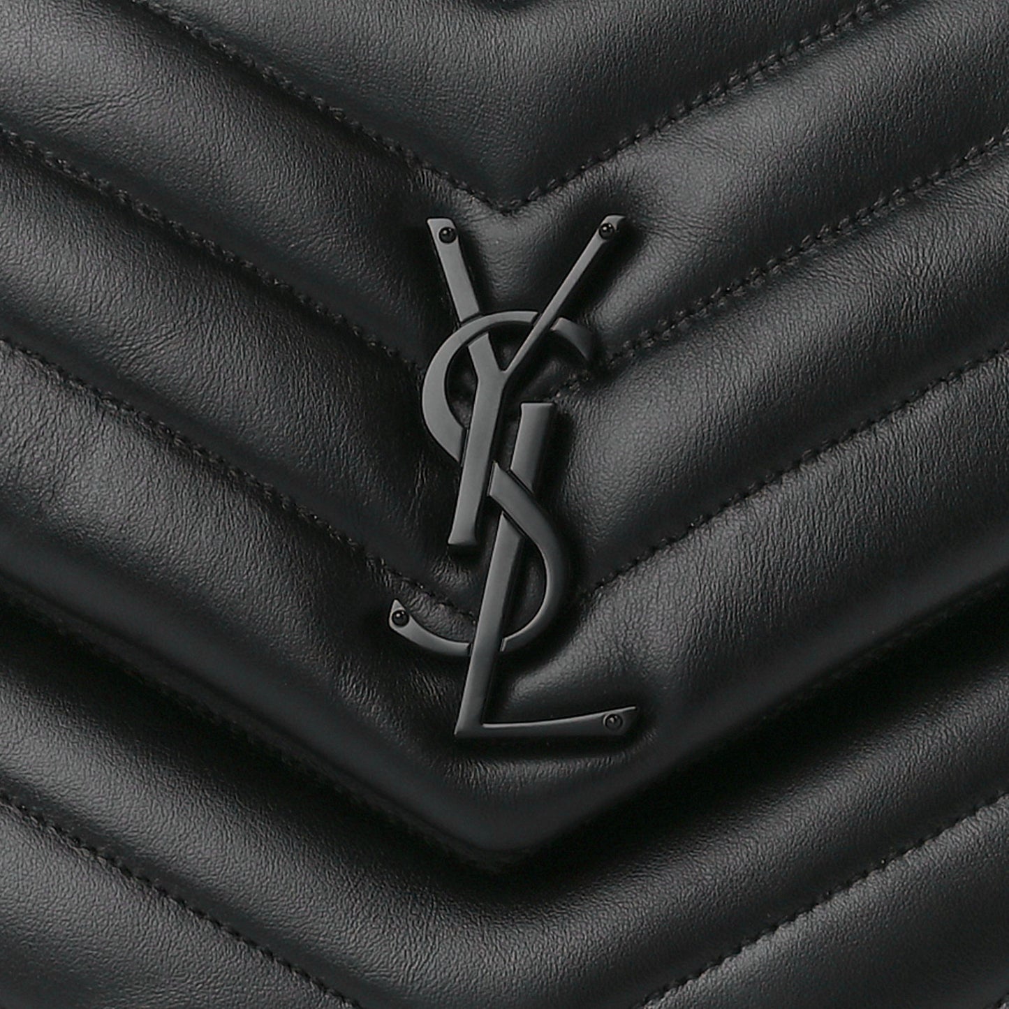 Calfskin Y Quilted Monogram Monochrome Medium Loulou Chain Satchel Black