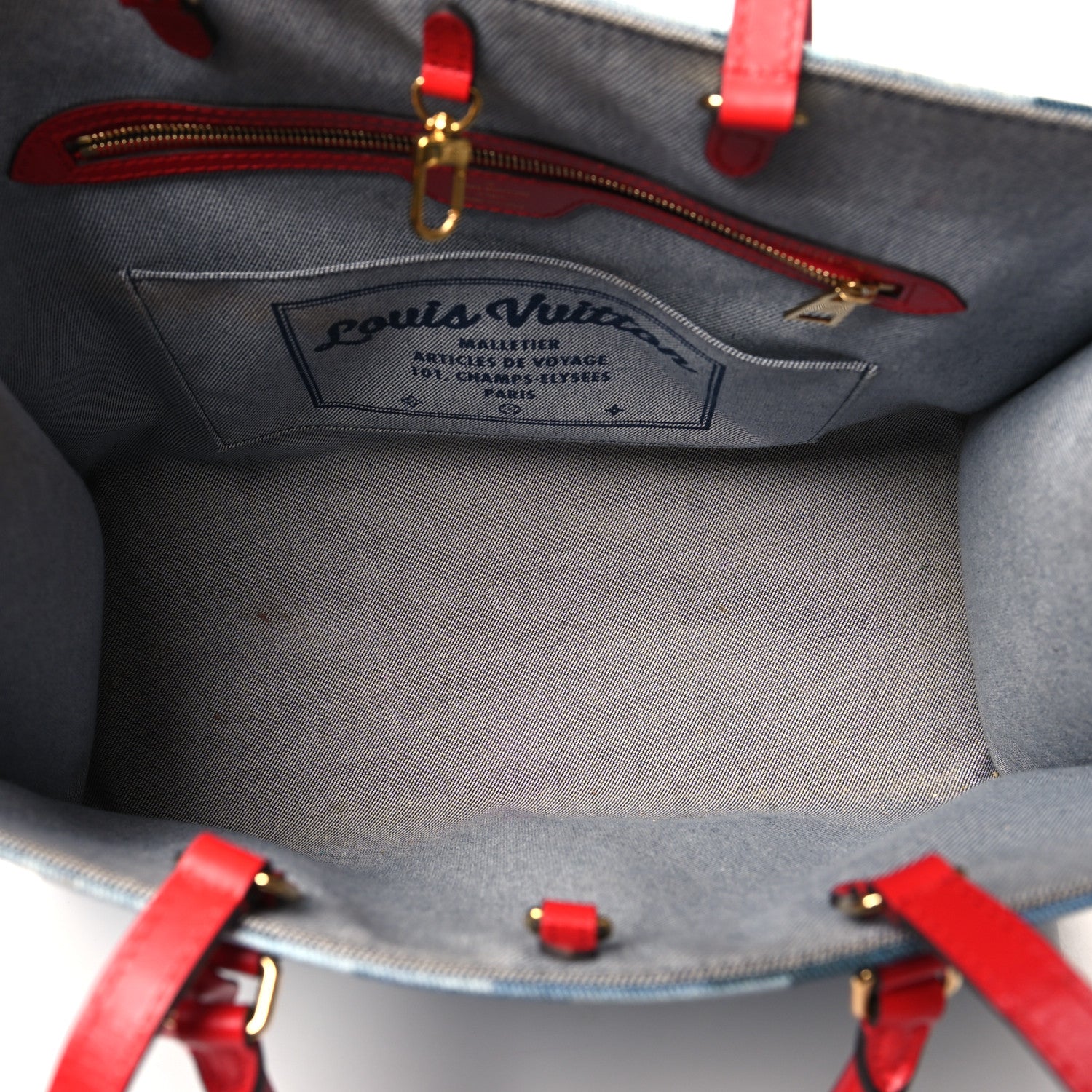 Louis Vuitton Denim Damier Monogram Onthego Blue Rouge 5 of 14