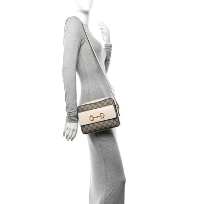 Gucci GG Supreme Monogram Small Horsebit 1955 Shoulder Bag Beige Mystic White 2 of 15
