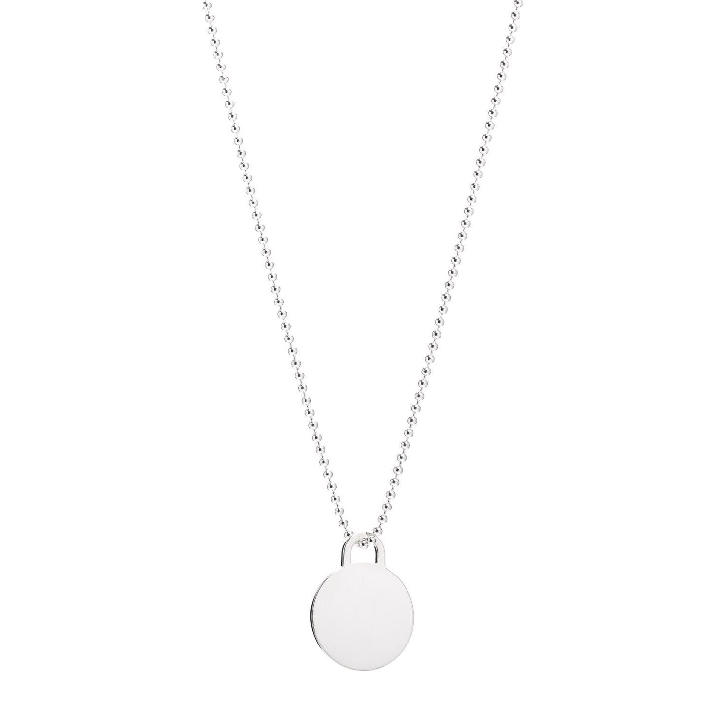 Sterling Silver Round Tag Bead Necklace