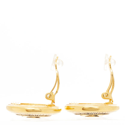 Chanel Metal Textured CC Medallion Clip On Earrings Gold 3 of 4