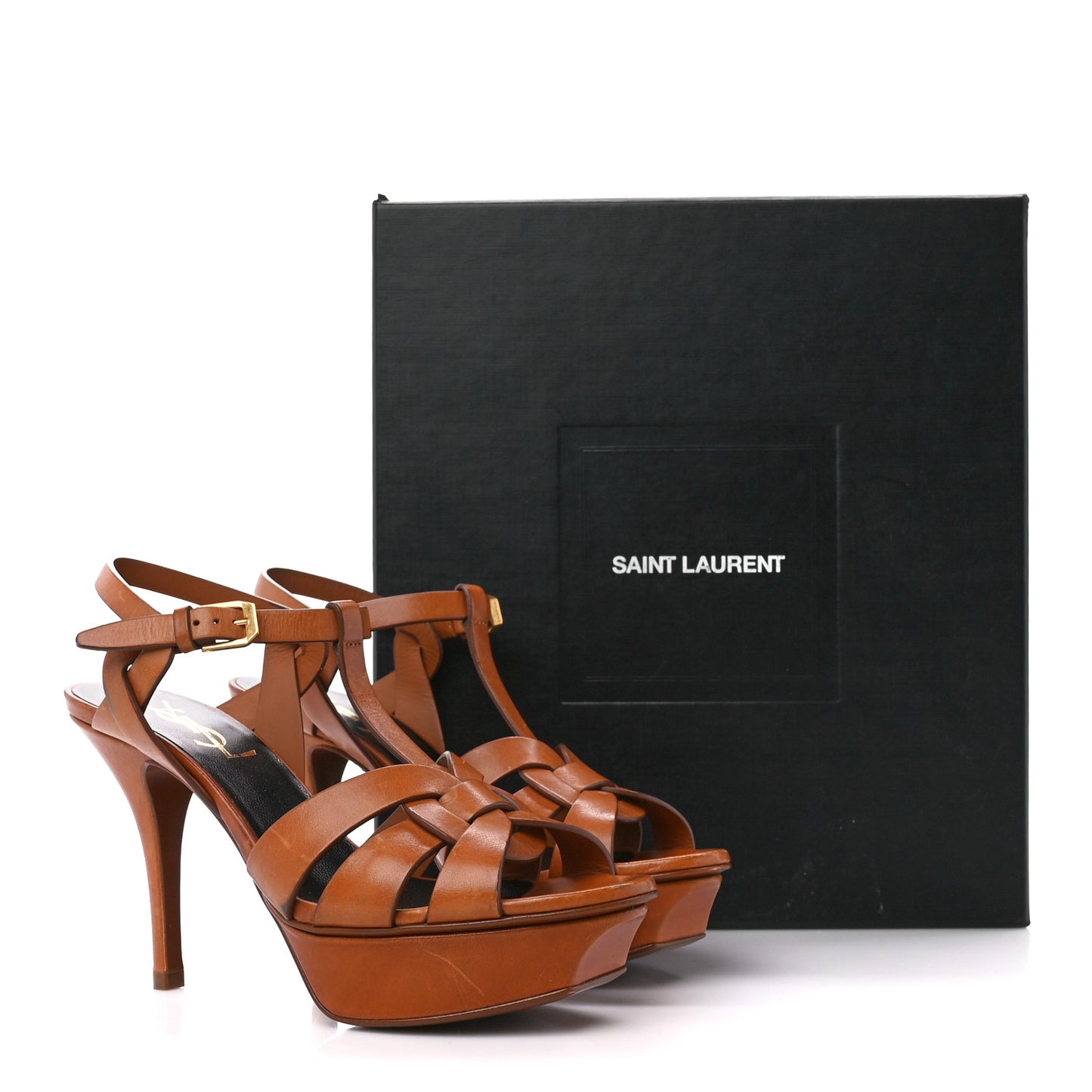 Calfskin Tribute 105 Platform Sandals 35.5 Caramel