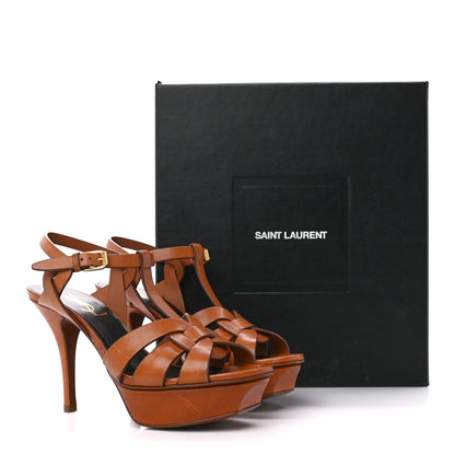 Saint Laurent Calfskin Tribute 105 Platform Sandals 35.5 Caramel 9 of 9