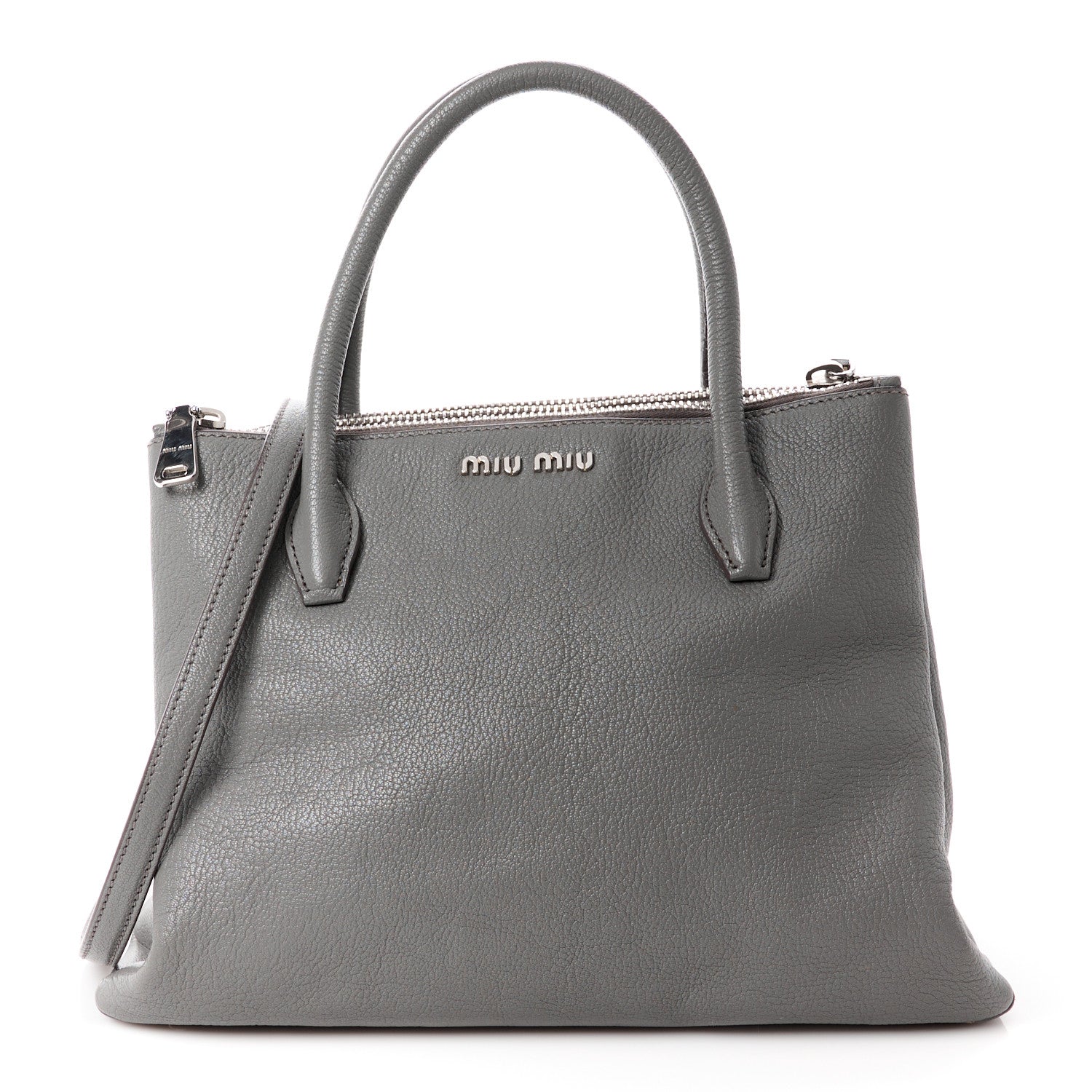 Miu Miu Goatskin Madras Top Handle Double Zip Tote Marmo 1 of 15