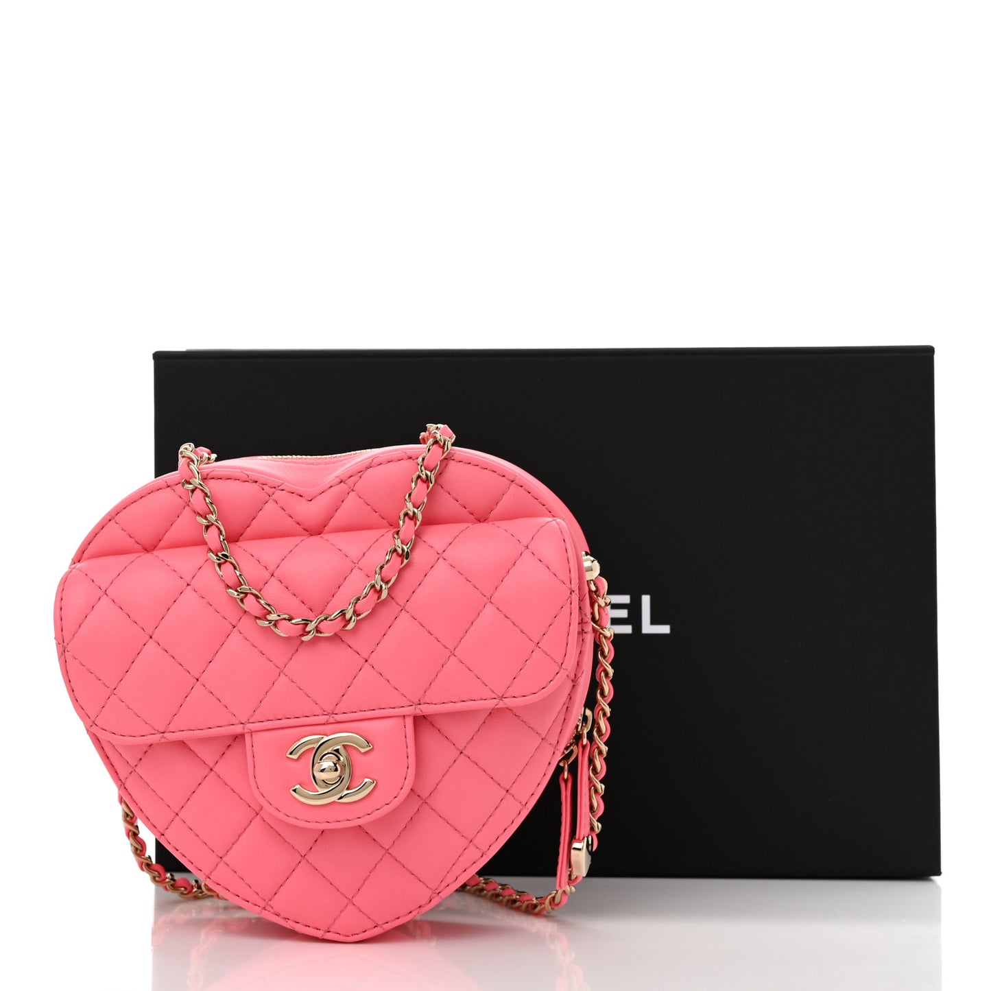 Lambskin Quilted CC In Love Heart Bag Pink