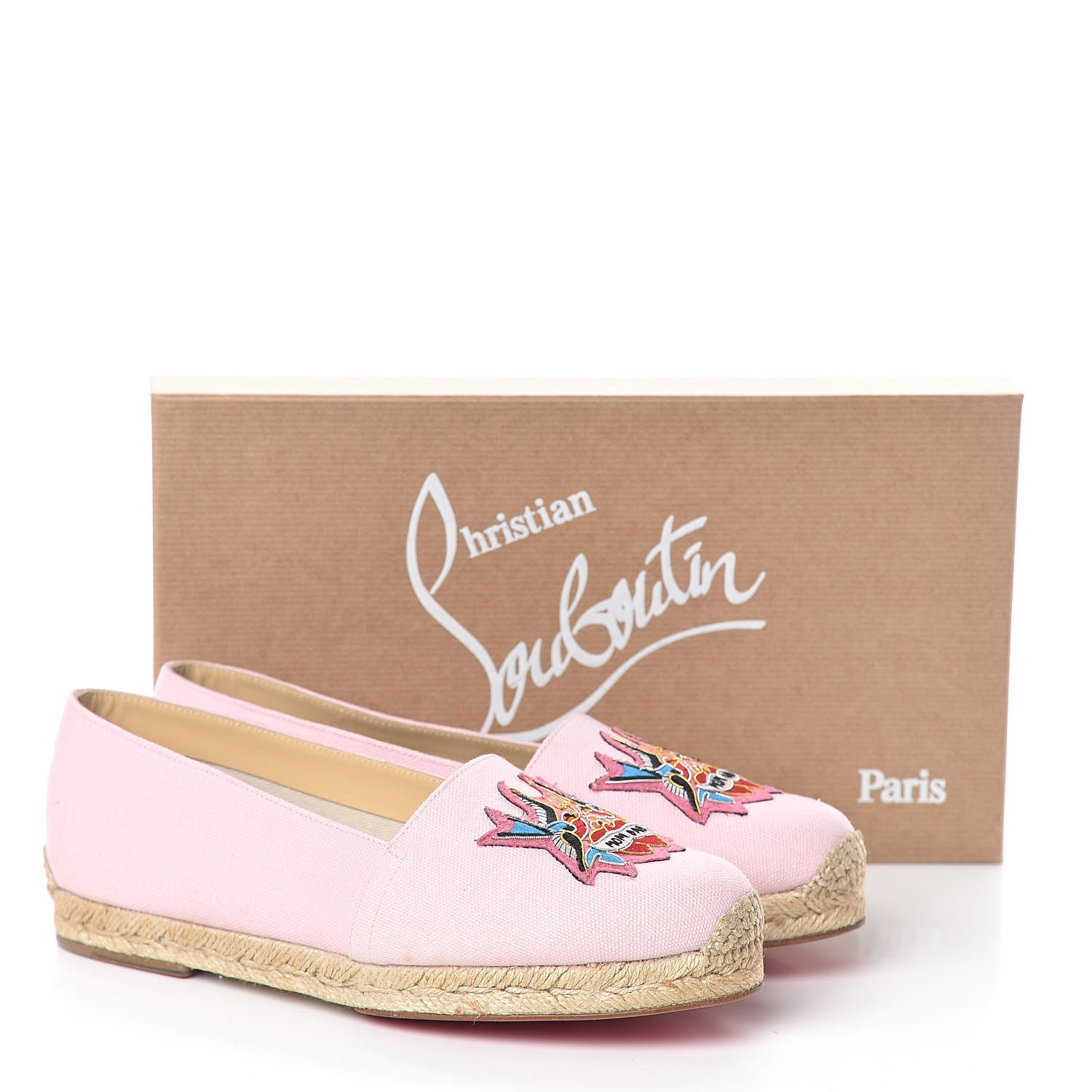 Christian Louboutin CHRISTIAN LOUBOUTIN Canvas Lougalia Appliqued Cario Loubi Flat Espadrilles 37 Dolly 8 of 8