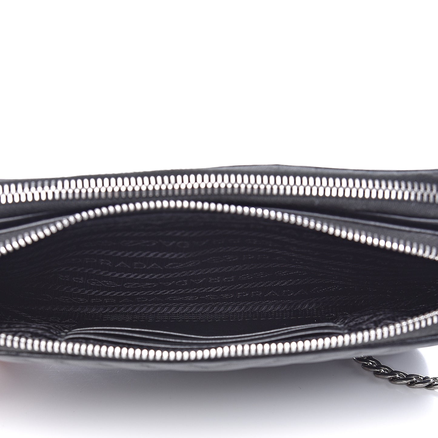 Nappa Impunture Diagramme Mini Double Zip Chain Crossbody Bag Black