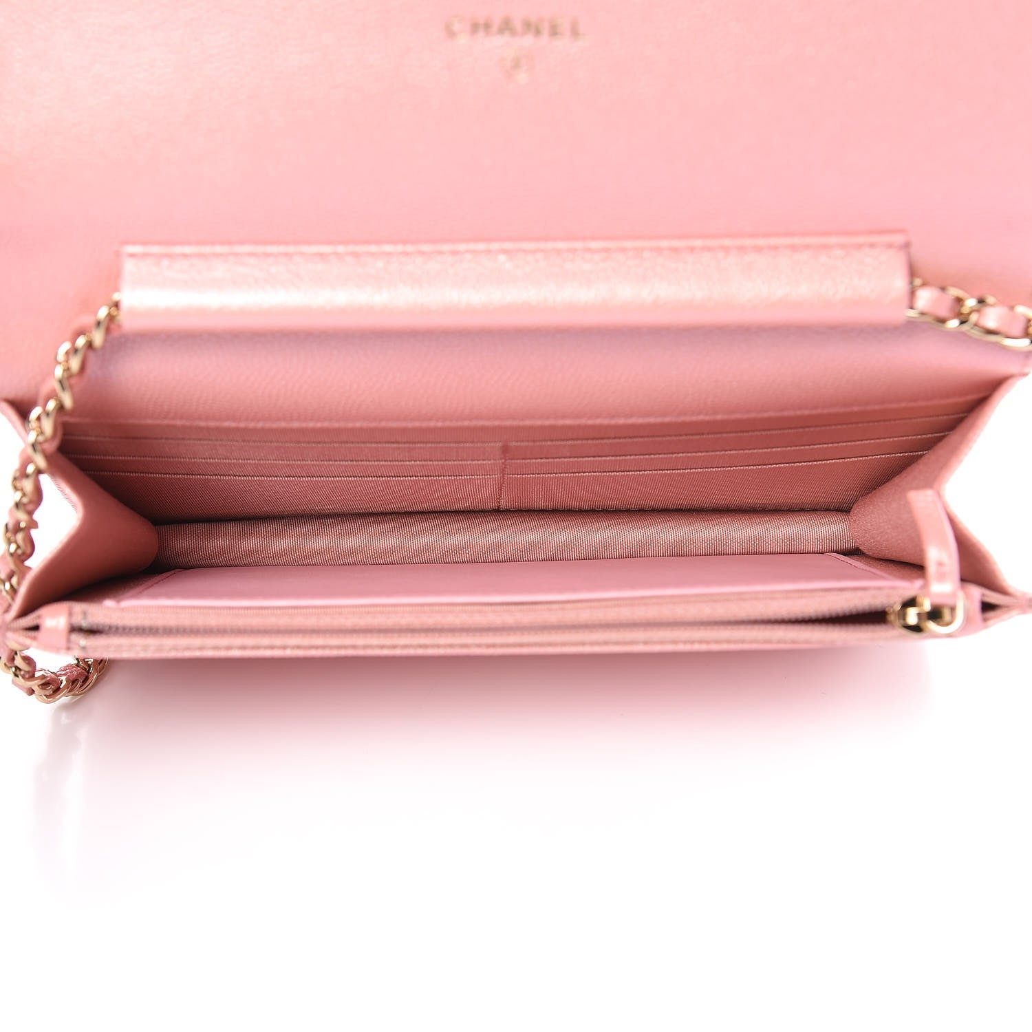 Chanel Iridescent Caviar Quilted Wallet on Chain WOC Pink 5 of 12