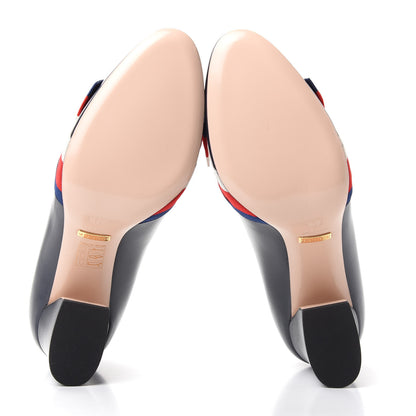 Gucci Malaga Kid Web Bow Pumps 37.5 Navy 6 of 10