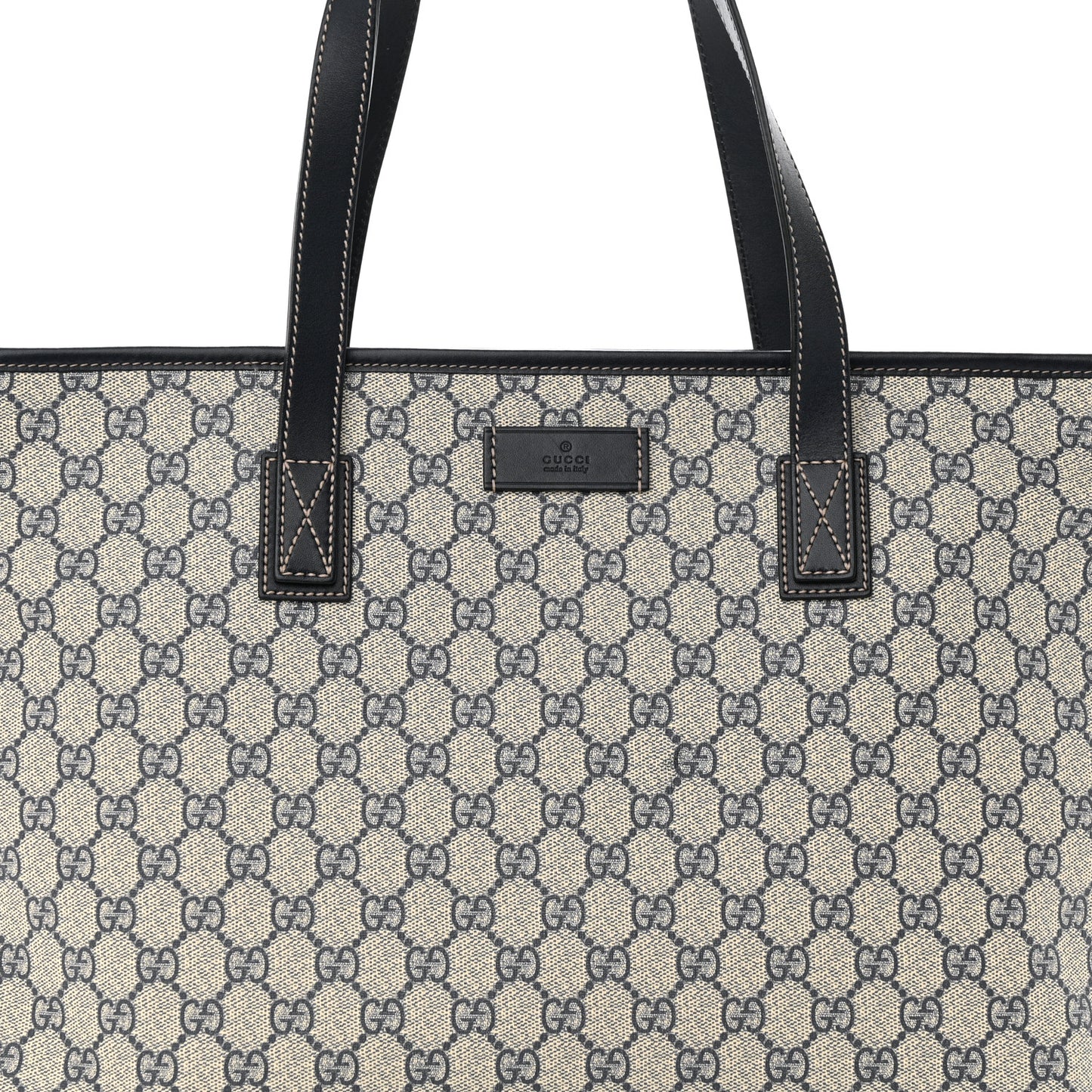 GG Supreme Monogram Medium Zippered Shopping Tote Navy