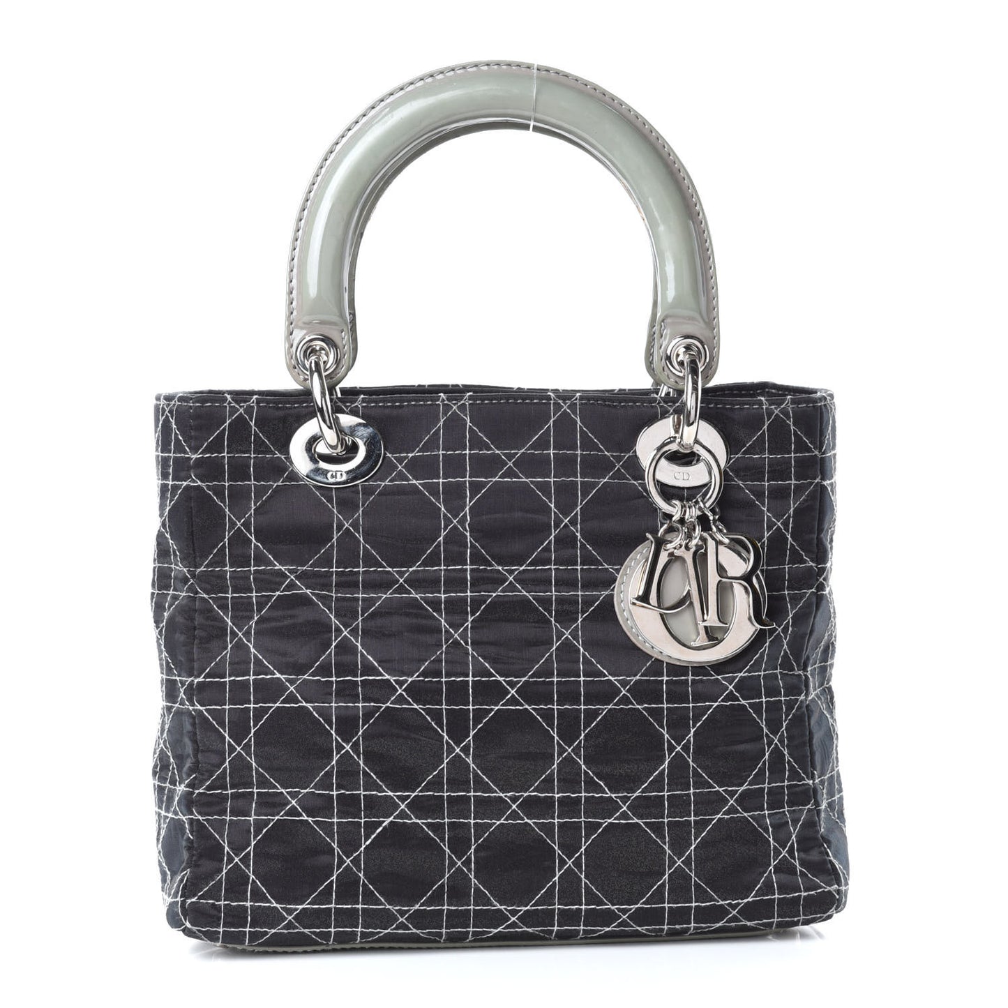 Satin Cannage Medium Lady Dior Black