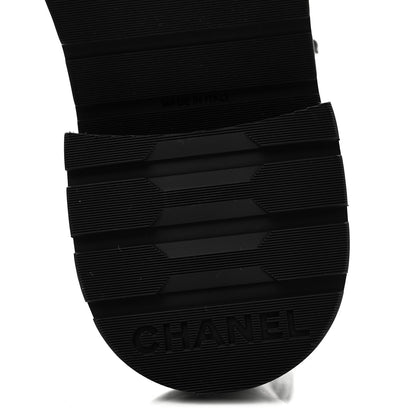 Chanel Shiny Lambskin Quilted Lace Up Combat Boots 38.5 Black 7 of 8