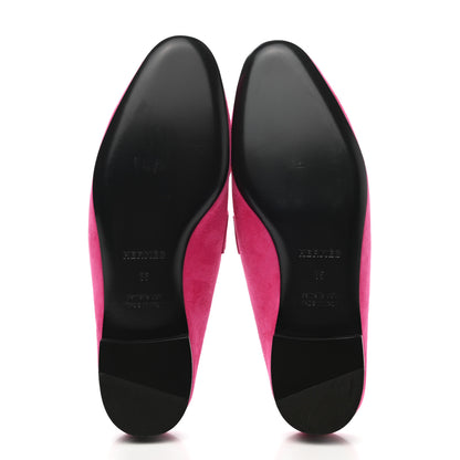 Hermes Suede Goatskin Rivoli Mules 35 Rose Azalee 5 of 9
