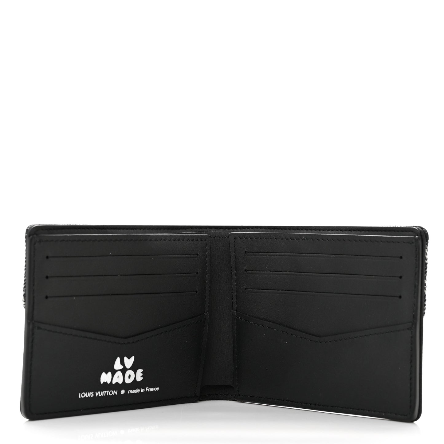 X NIGO Taurillon Monogram Denim Drip Slender Wallet Black