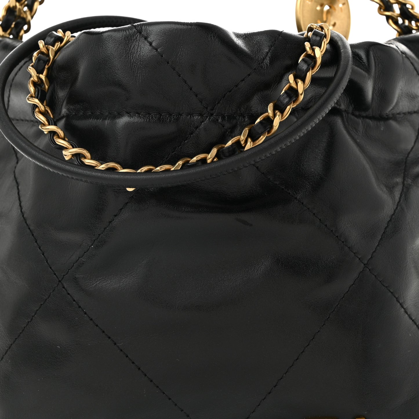 Shiny Calfskin Quilted Mini Chanel 22 Black