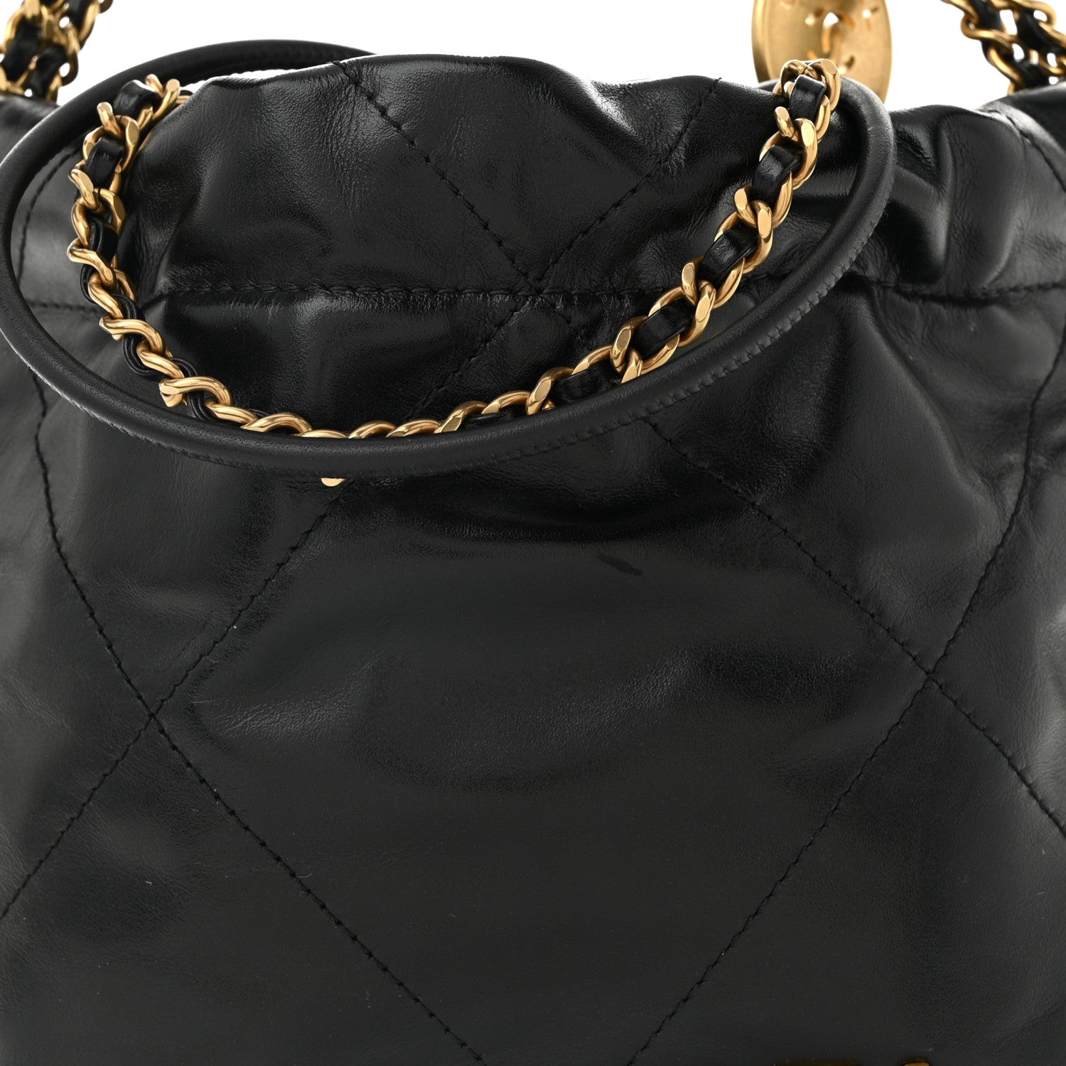 Chanel Shiny Calfskin Quilted Mini Chanel 22 Black 8 of 10