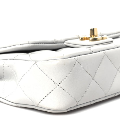 Chanel Shiny Lambskin Quilted Mini Sweetheart Flap Light Grey 10 of 11