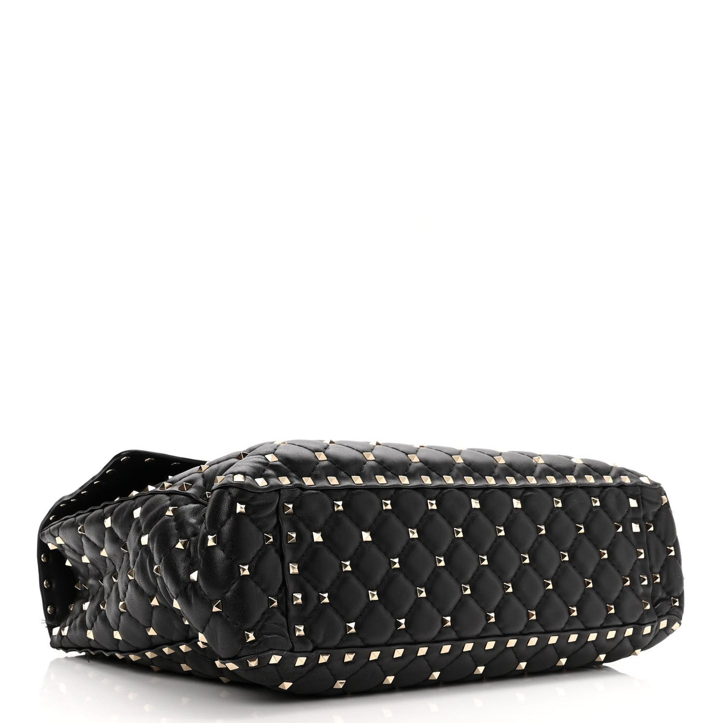 Lambskin Maxi Rockstud Spike Shoulder Bag Black