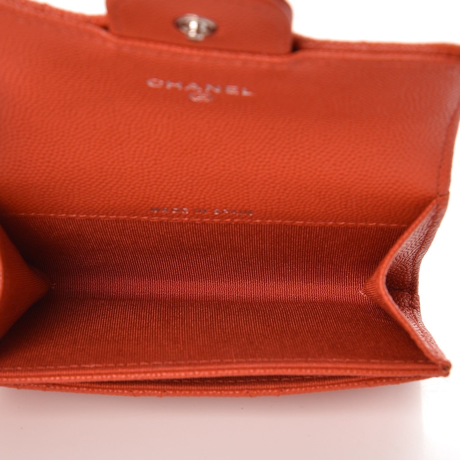 Chanel Caviar Quilted Card Holder Orange 5 of 10