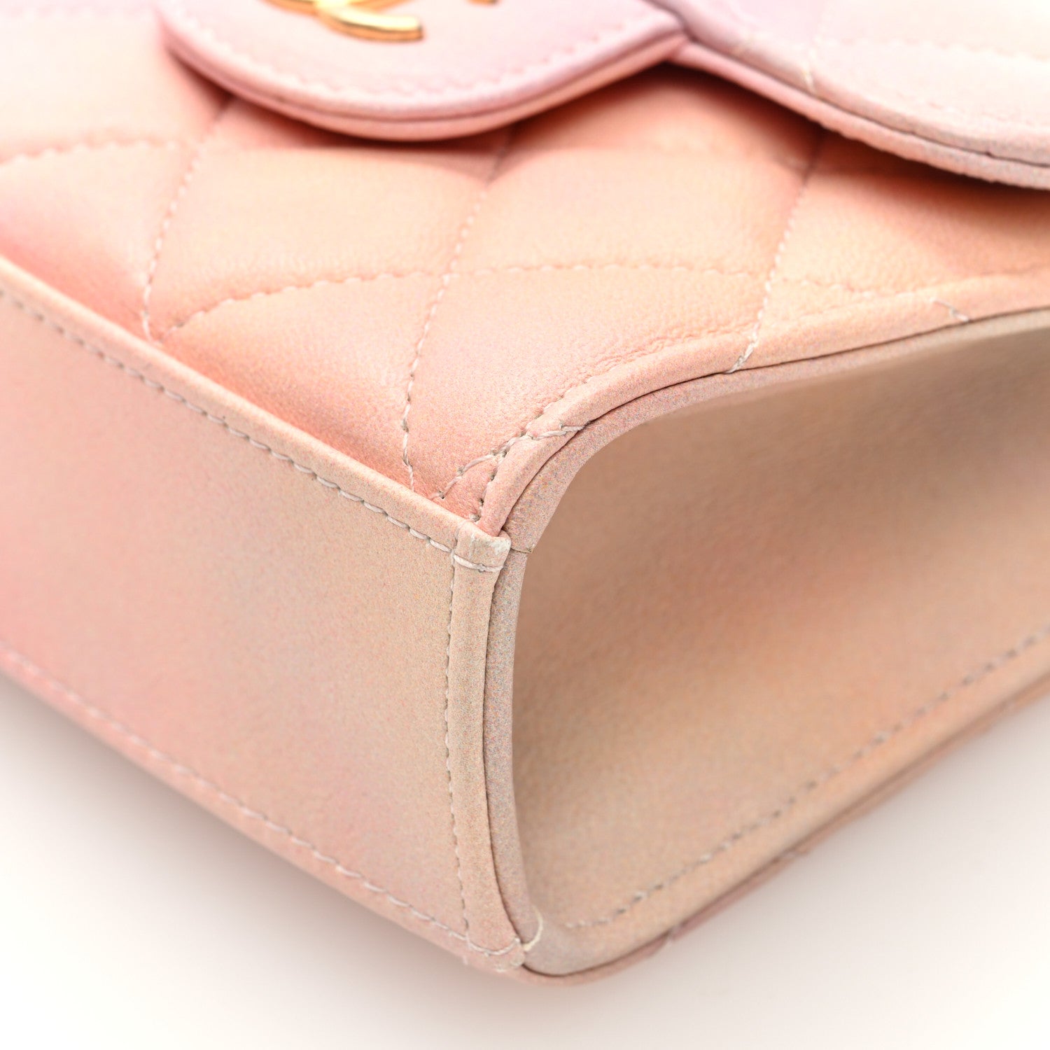 Chanel Lambskin Quilted Ombre Top Handle Flap Clutch With Chain Pink 11 of 11