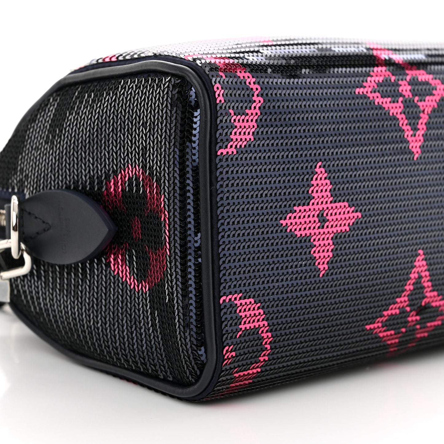 Giant Monogram Sequins Speedy Bandouliere 18 Navy Fuchsia
