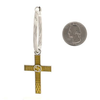 Gucci Enamel Interlocking G Hoop Cross Single Earring Silver Yellow 2 of 3