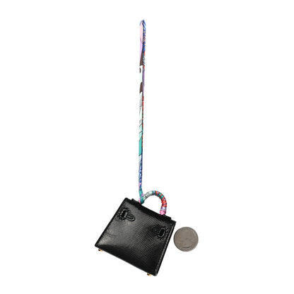 Hermes Lizard Mini Kelly Twilly Bag Charm Black 2 of 4