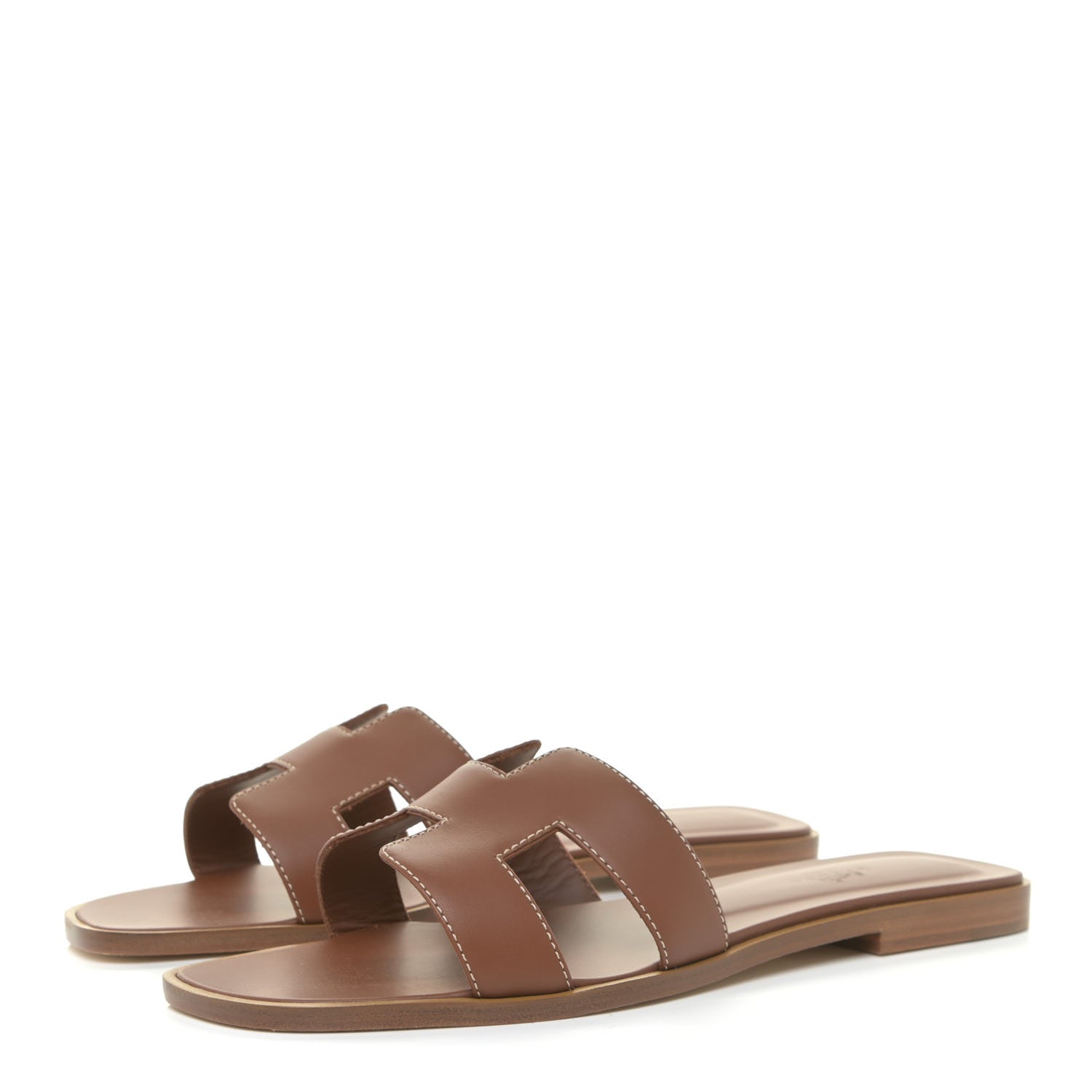 Hermes Box Calfskin Oran Sandals 38.5 Gold 3 of 12