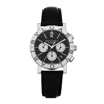 Bulgari Stainless Steel Calfskin 38mm Chronograph Automatic Watch Black 1 of 4